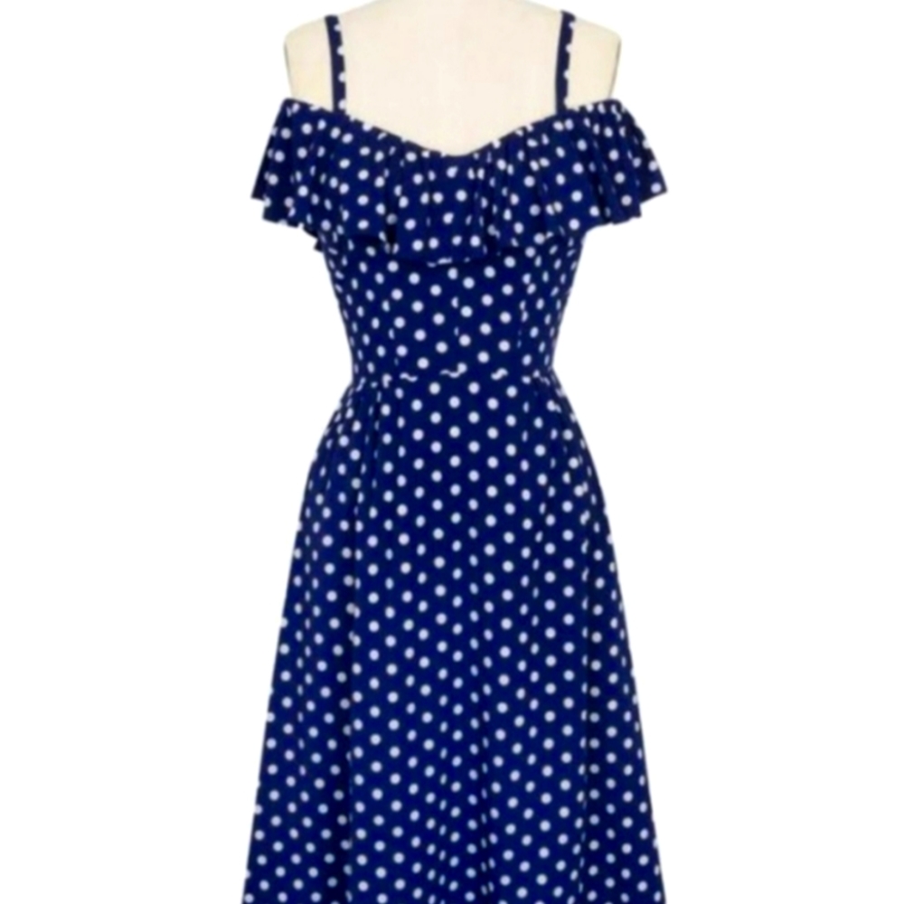 NWT Trashy Diva Hollywood Big Polka Dot Navy Blue Dress size 2 XS